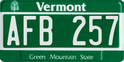 VT license plate AFB257