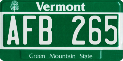 VT license plate AFB265