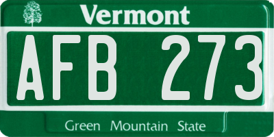 VT license plate AFB273