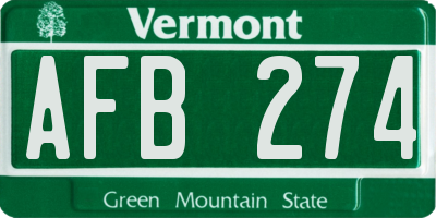 VT license plate AFB274