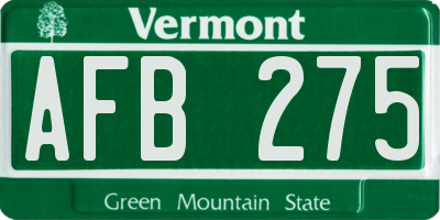 VT license plate AFB275