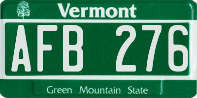 VT license plate AFB276