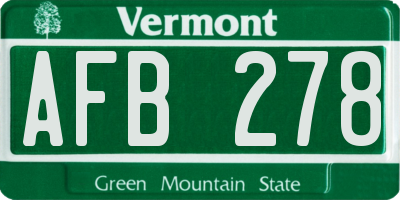 VT license plate AFB278