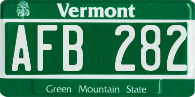 VT license plate AFB282