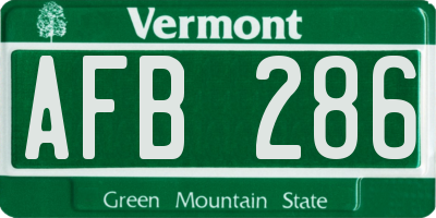 VT license plate AFB286