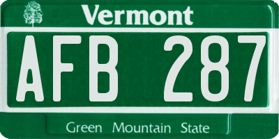 VT license plate AFB287