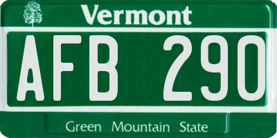 VT license plate AFB290