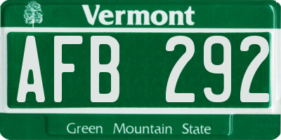 VT license plate AFB292