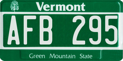 VT license plate AFB295