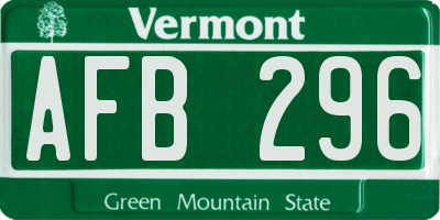 VT license plate AFB296