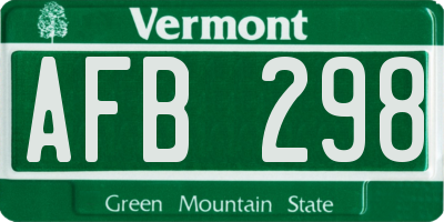 VT license plate AFB298