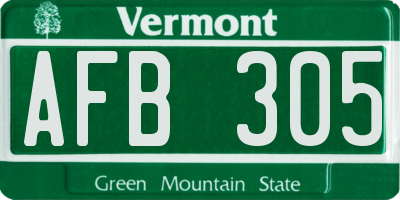 VT license plate AFB305