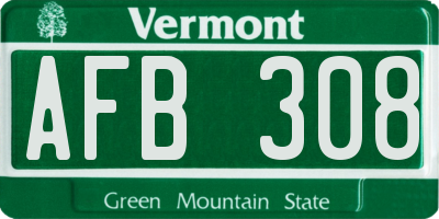 VT license plate AFB308