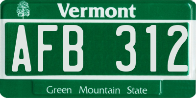 VT license plate AFB312