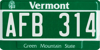 VT license plate AFB314