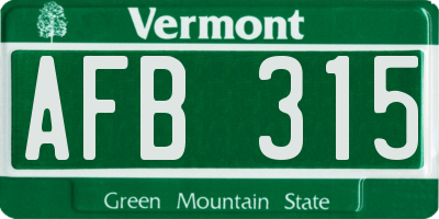 VT license plate AFB315