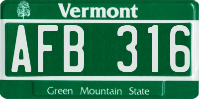 VT license plate AFB316