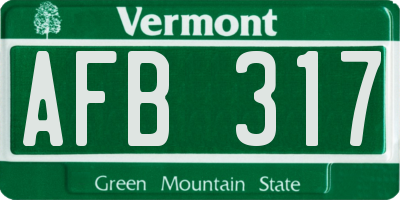 VT license plate AFB317