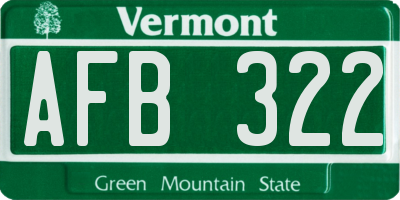 VT license plate AFB322