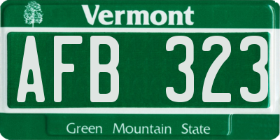 VT license plate AFB323