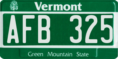 VT license plate AFB325