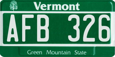 VT license plate AFB326