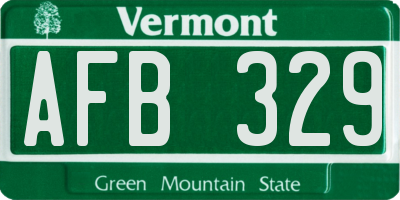 VT license plate AFB329