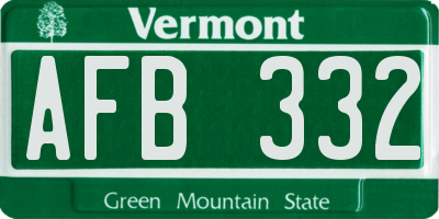VT license plate AFB332