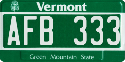 VT license plate AFB333
