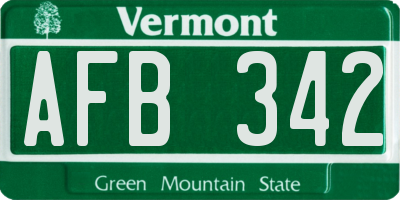 VT license plate AFB342