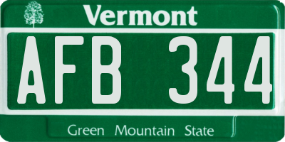 VT license plate AFB344