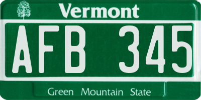 VT license plate AFB345