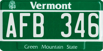 VT license plate AFB346