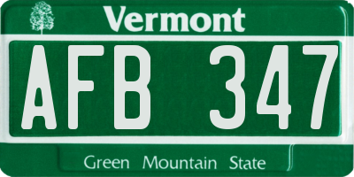 VT license plate AFB347