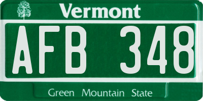 VT license plate AFB348