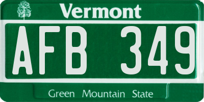 VT license plate AFB349