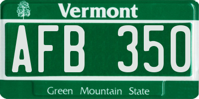 VT license plate AFB350