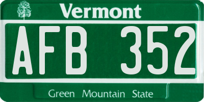 VT license plate AFB352