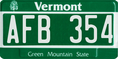 VT license plate AFB354