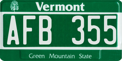 VT license plate AFB355