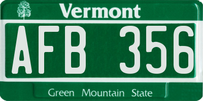VT license plate AFB356