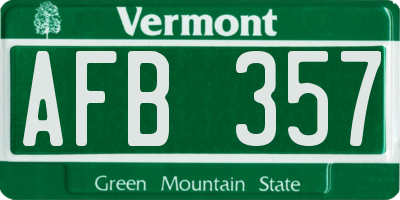 VT license plate AFB357