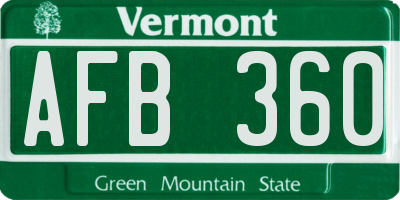 VT license plate AFB360