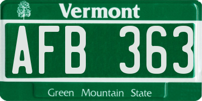 VT license plate AFB363