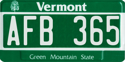 VT license plate AFB365