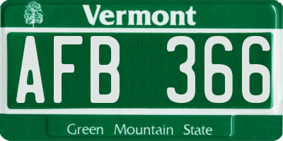 VT license plate AFB366