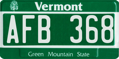 VT license plate AFB368