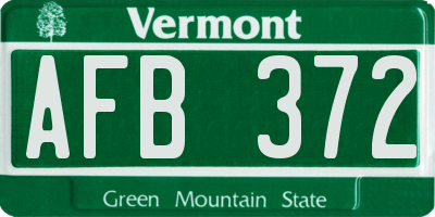 VT license plate AFB372
