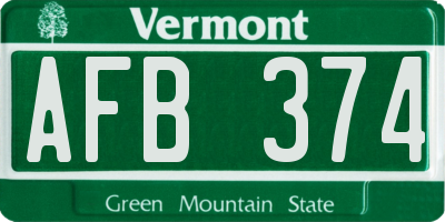 VT license plate AFB374
