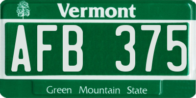 VT license plate AFB375